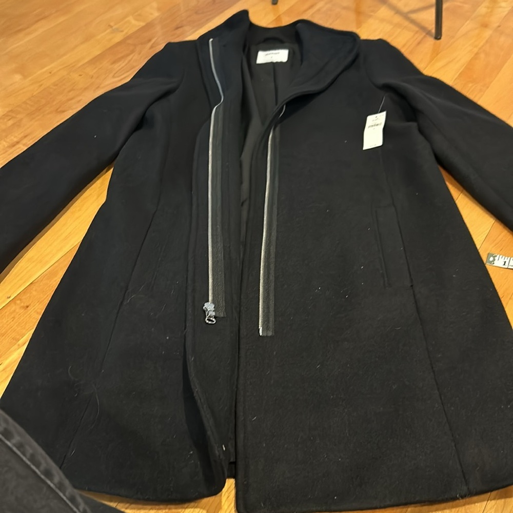 NWT Old Navy Black Zipper Front Peacoat with Pockets - Picture 6 of 9